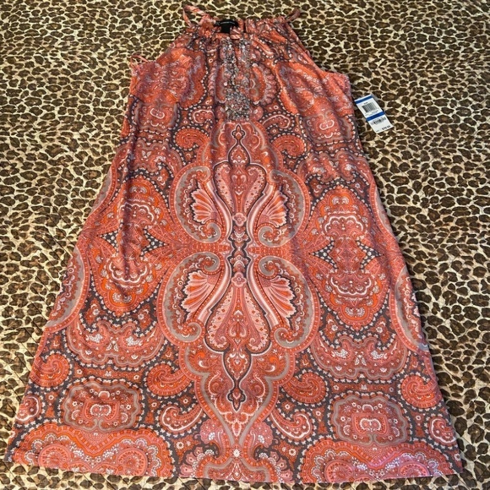 Paisley Glam Bedazzled Keyhole Back MIDI Sleeveless Dress - Picture 8 of 15